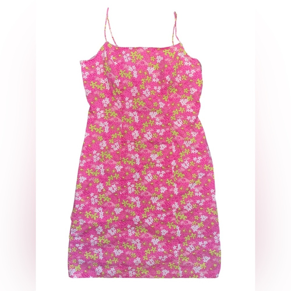 VTG Lilly Pulitzer Floral Pink Spaghetti Strap Dress Small